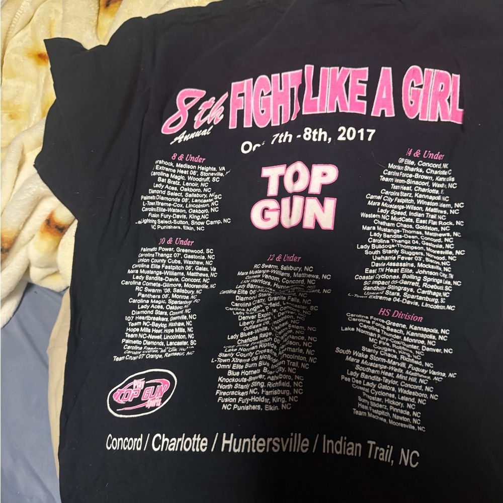 Gildan Black T-Shirt with Pink Graphic